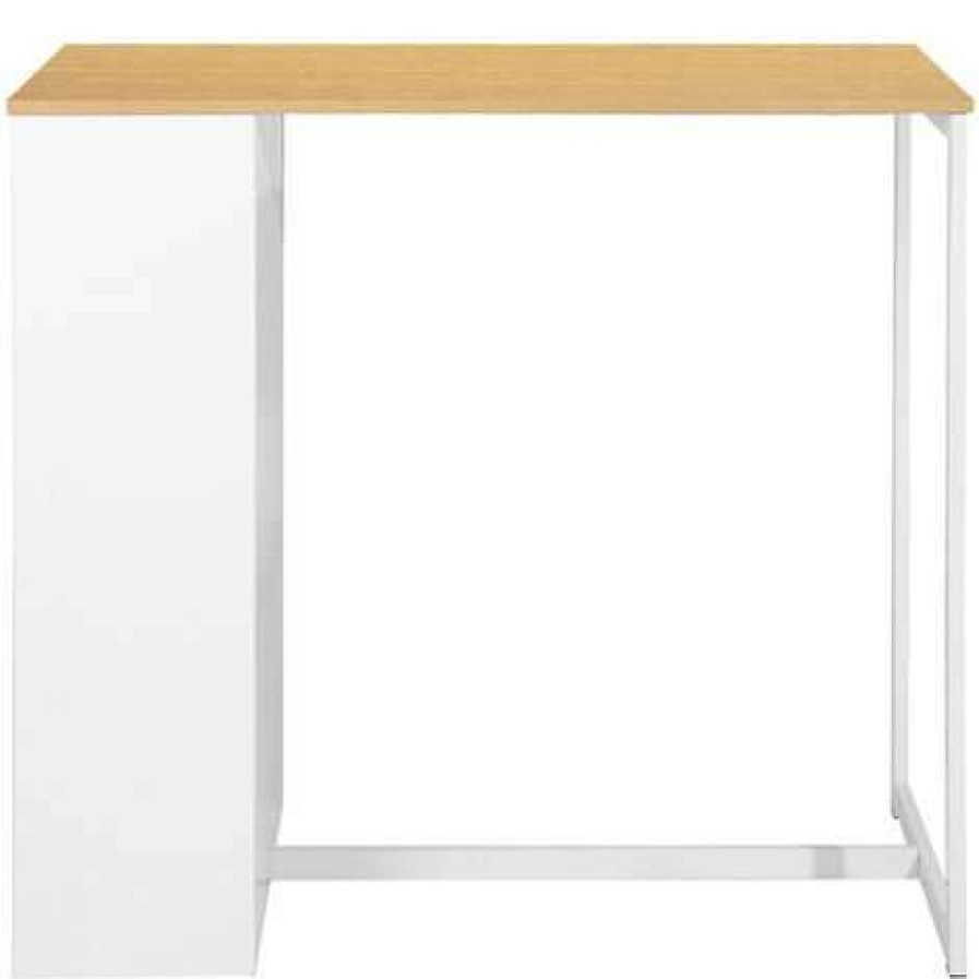 Table Haute Et Bar * | De Gros Homeinbox Table Mange-Debout Moderne En Bois Pour 2 A 4 Personnes Chene L120 X L60 X H110Cm 2519