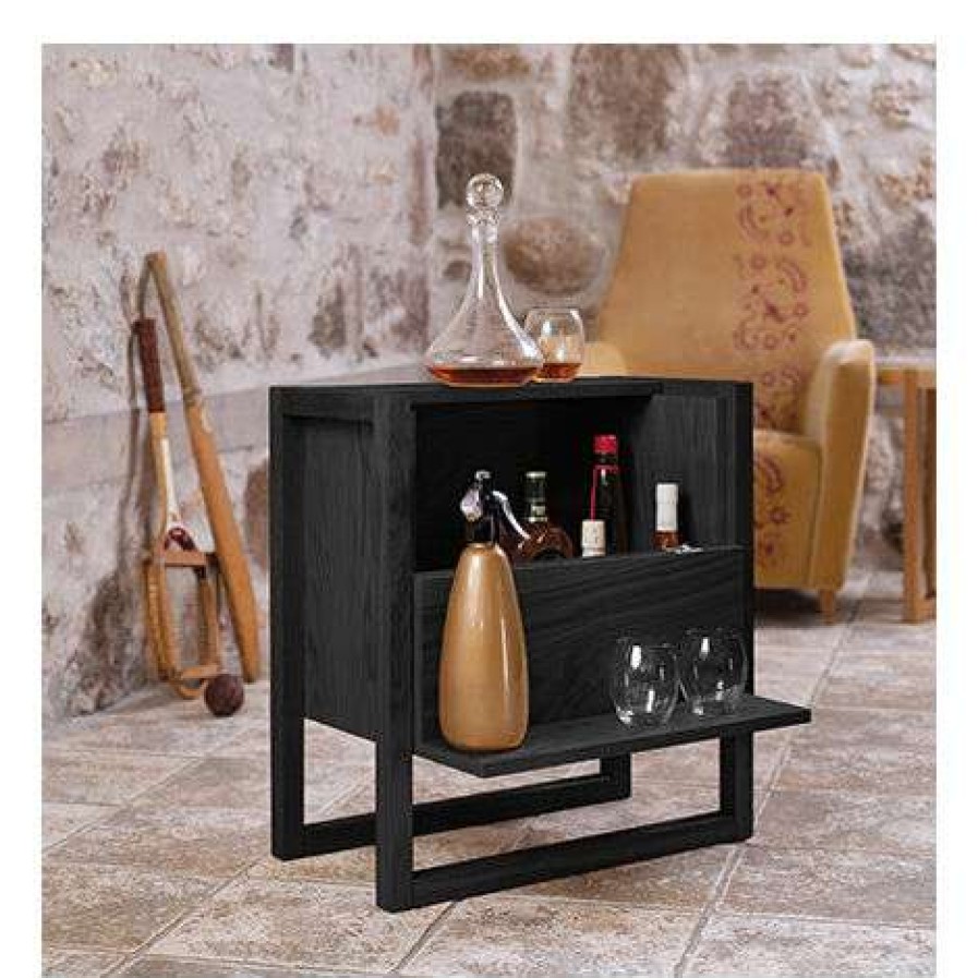 Table Haute Et Bar * | Meilleur Prix Woodman Mini Bar 59X30X60 Cm Noir Valga