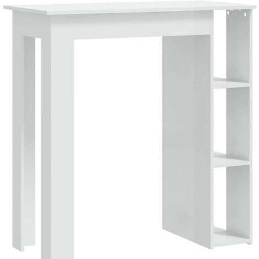 Table Haute Et Bar * | Acheter Asupermall Table De Bar Et Etagere Blanc Brillant 102X50X103,5Cm Agglomere