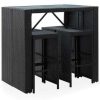 Table Haute Et Bar * | Acheter Inlife Mobilier De Bar D'Exterieur 5 Pcs Resine Tressee Et Verre Noir