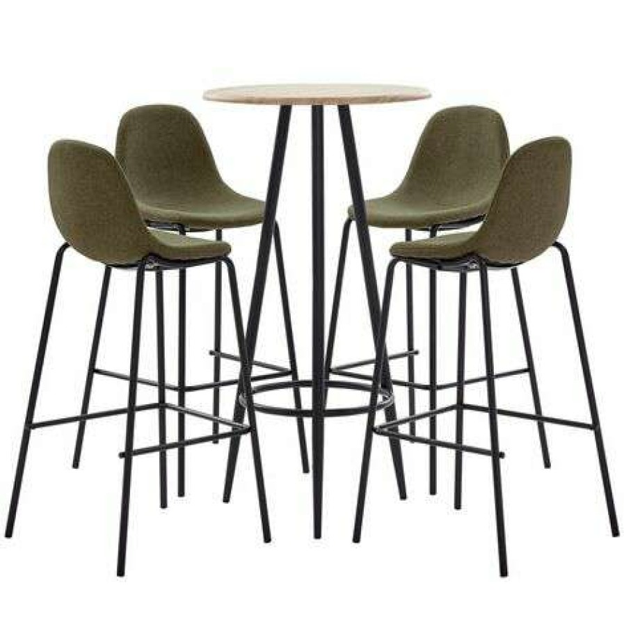 Table Haute Et Bar * | Meilleure Affaire Hommoo Ensemble De Bar 5 Pcs Tissu Marron Hdv22000