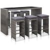 Table Haute Et Bar * | Sortie Fimei Meuble De Bar De Jardin 7 Pcs Et Coussins Resine Tressee Gris