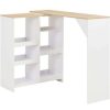 Table Haute Et Bar * | Top 10 Topdeal Table De Bar Avec Tablette Amovible Blanc 138X39X110 Cm