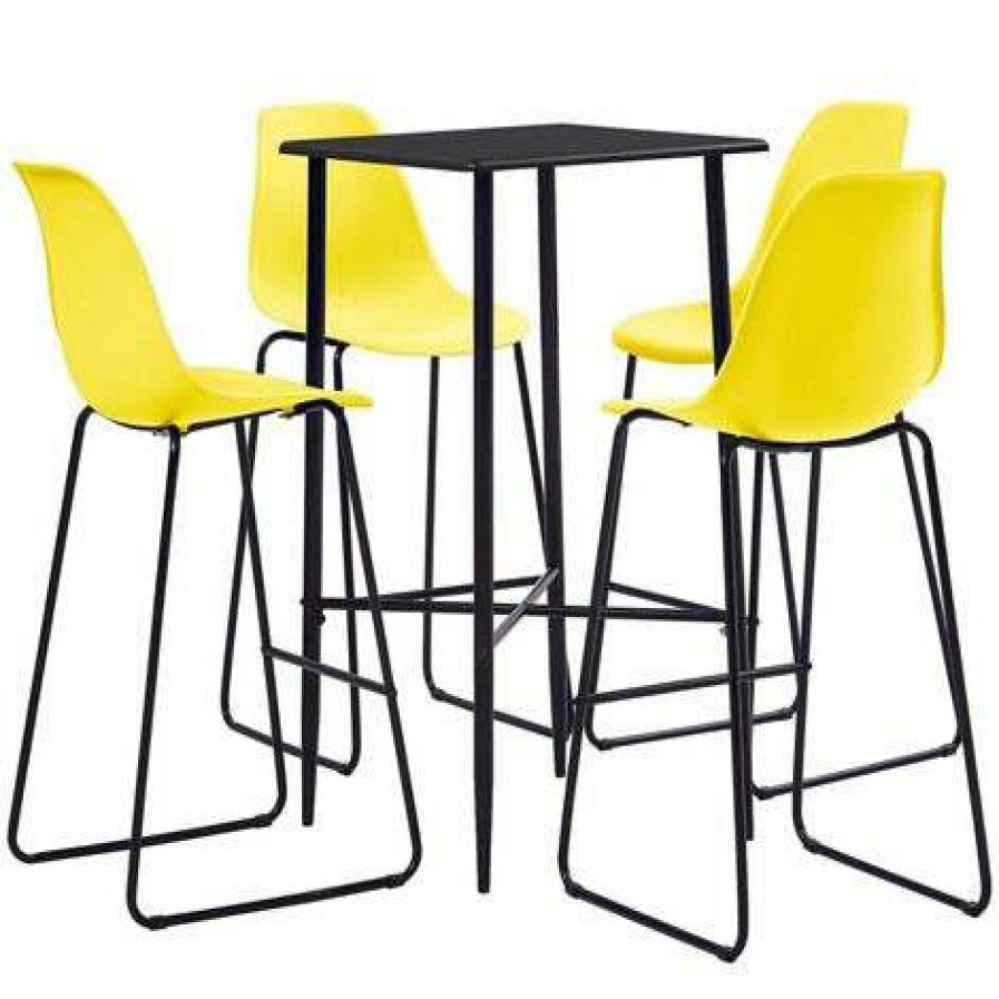 Table Haute Et Bar * | Meilleur Prix Hommoo Ensemble De Bar 5 Pcs Plastique Jaune Hdv22083