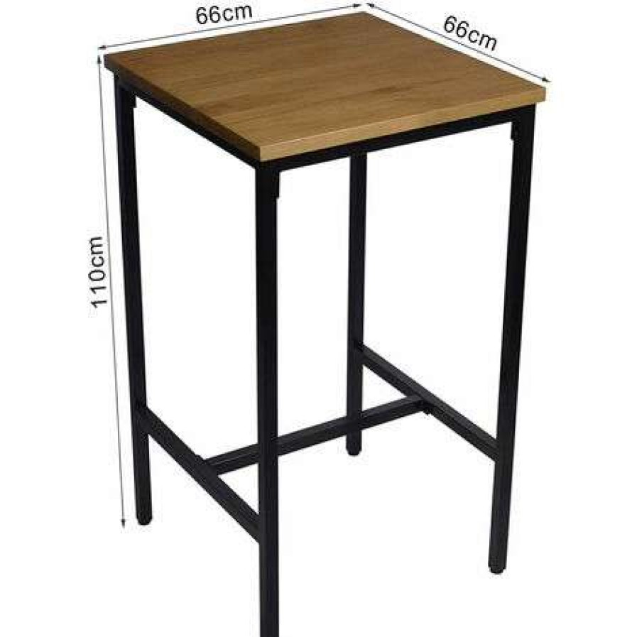 Table Haute Et Bar * | Meilleure Affaire Helloshop26 Table Bistrot 110 Cm En Bois Avec Structure En Metal Bois