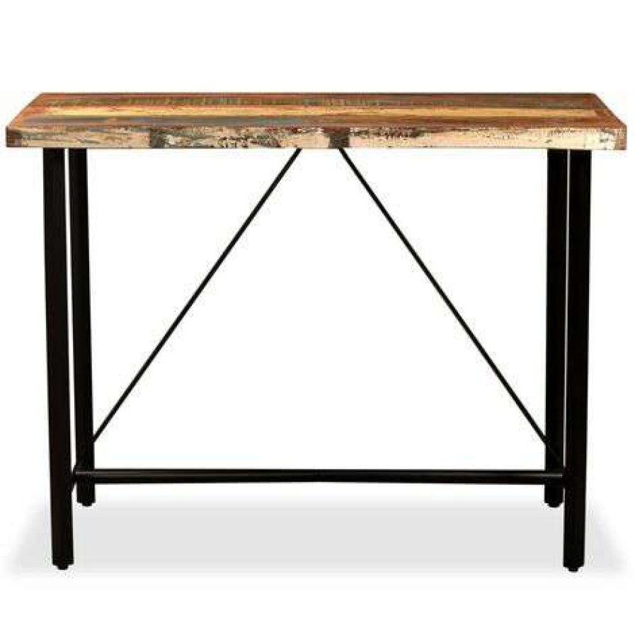 Table Haute Et Bar * | Sortie True Deal Table De Bar Bois Massif De Recuperation 120 X 60 X 107 Cm