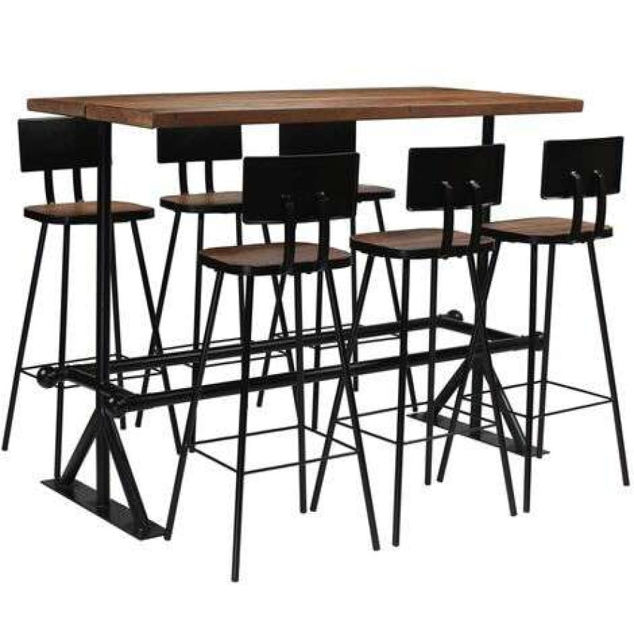 Table Haute Et Bar * | Offres True Deal Mobilier De Bar 7 Pcs Bois De Recuperation Massif