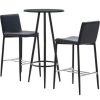 Table Haute Et Bar * | Top 10 Asupermall Ensemble De Bar 3 Pcs Similicuir Noir