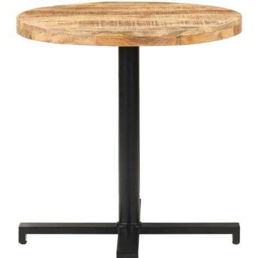 Table Haute Et Bar * | De Gros True Deal Table De Bistro Ronde O80 75 Cm Bois De Manguier Brut