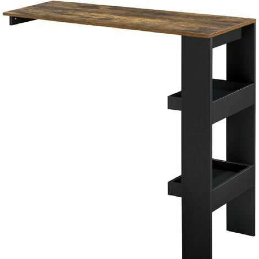 Table Haute Et Bar * | Meilleur Prix Table De Bar Bromolla 120 X 45 X 106 Cm Effet Chene Fonce Noir [En.Casa]