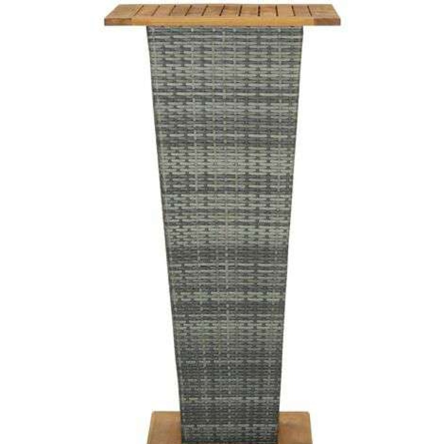 Table Haute Et Bar * | Grosses Soldes Hommoo Table De Bar Gris 60X60X110 Cm Resine Tressee Et Bois D'Acacia