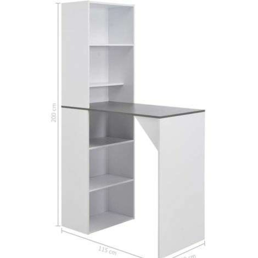 Table Haute Et Bar * | Nouveau Asupermall Table De Bar Avec Armoire Blanc 115 X 59 X 200 Cm