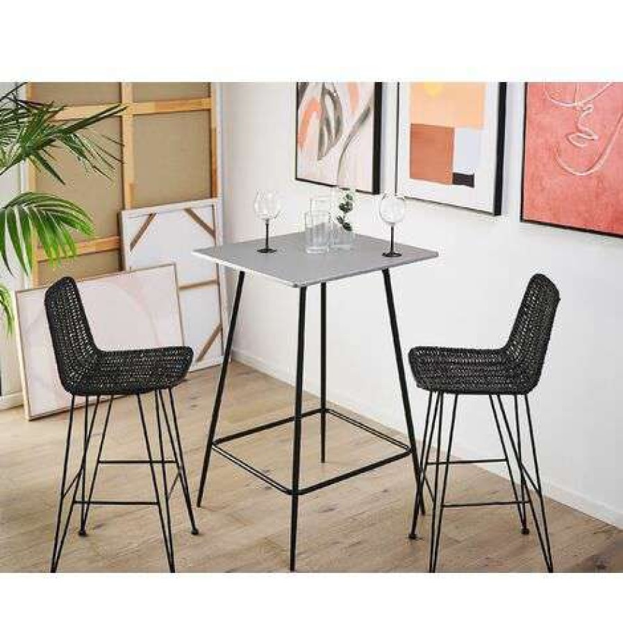 Table Haute Et Bar * | Budget Beliani Table De Bar En Mdf 4 Personnes L70 Gris