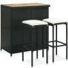 Table Haute Et Bar * | Meilleure Affaire Happyshopping Ensemble De Bar 3 Pcs Resine Tressee Noir