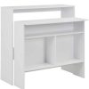 Table Haute Et Bar * | Bon Marche Happyshopping Table De Bar Avec 2 Dessus De Table Blanc 130 X 40 X 120 Cm