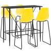 Table Haute Et Bar * | Coupon True Deal Ensemble De Bar 5 Pcs Plastique Jaune