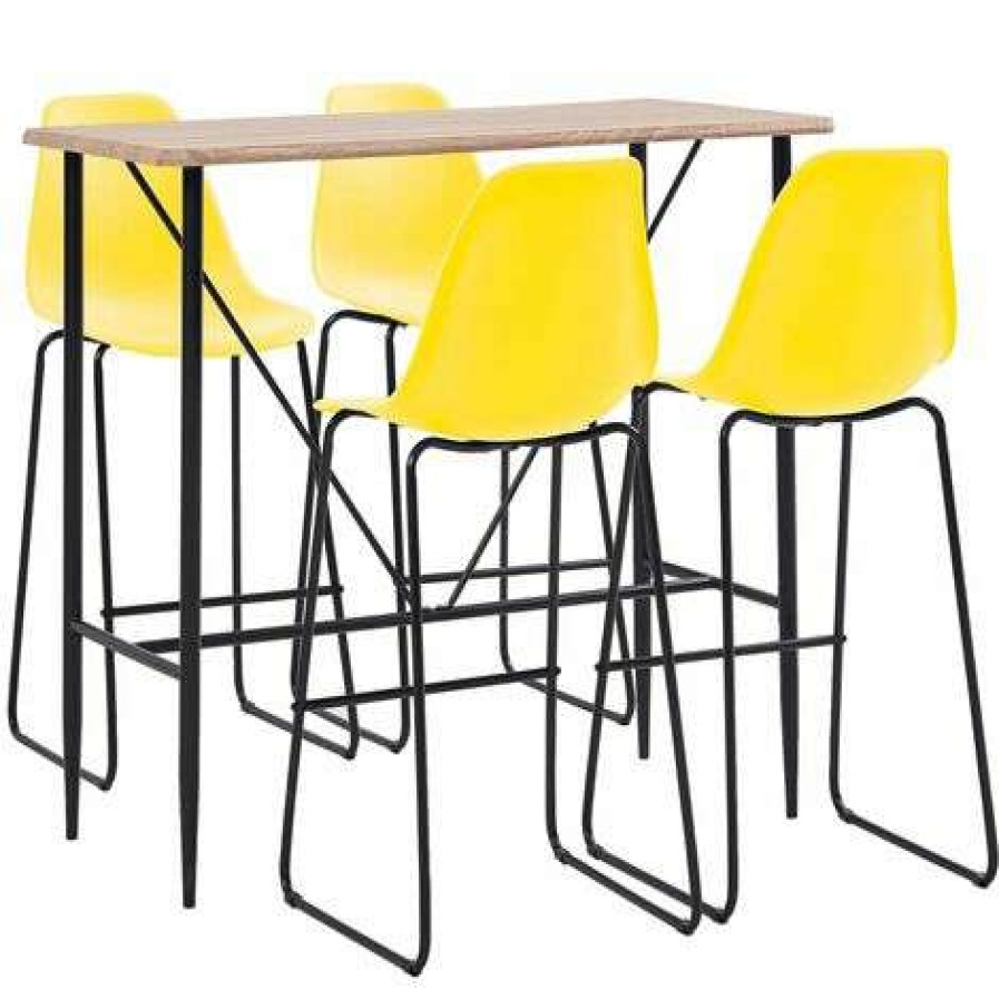 Table Haute Et Bar * | Sortie True Deal Ensemble De Bar 5 Pcs Plastique Jaune