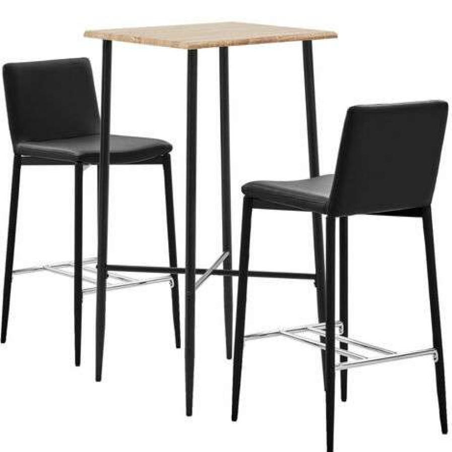 Table Haute Et Bar * | Grosses Soldes Asupermall Ensemble De Bar 3 Pcs Similicuir Noir