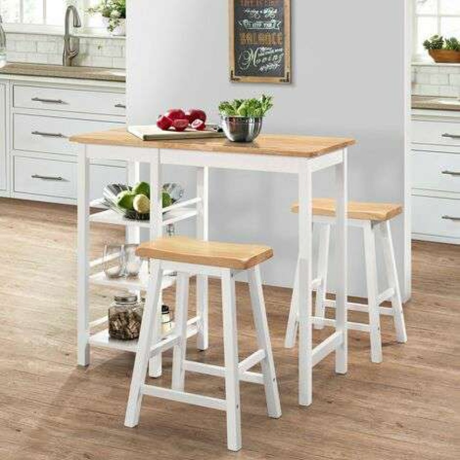 Table Haute Et Bar * | Meilleure Affaire Hommoo Ensemble De Bar 3 Pcs Mdf Blanc Hdv11354