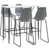 Table Haute Et Bar * | Grosses Soldes Hommoo Ensemble De Bar 5 Pcs Plastique Gris Hdv22031