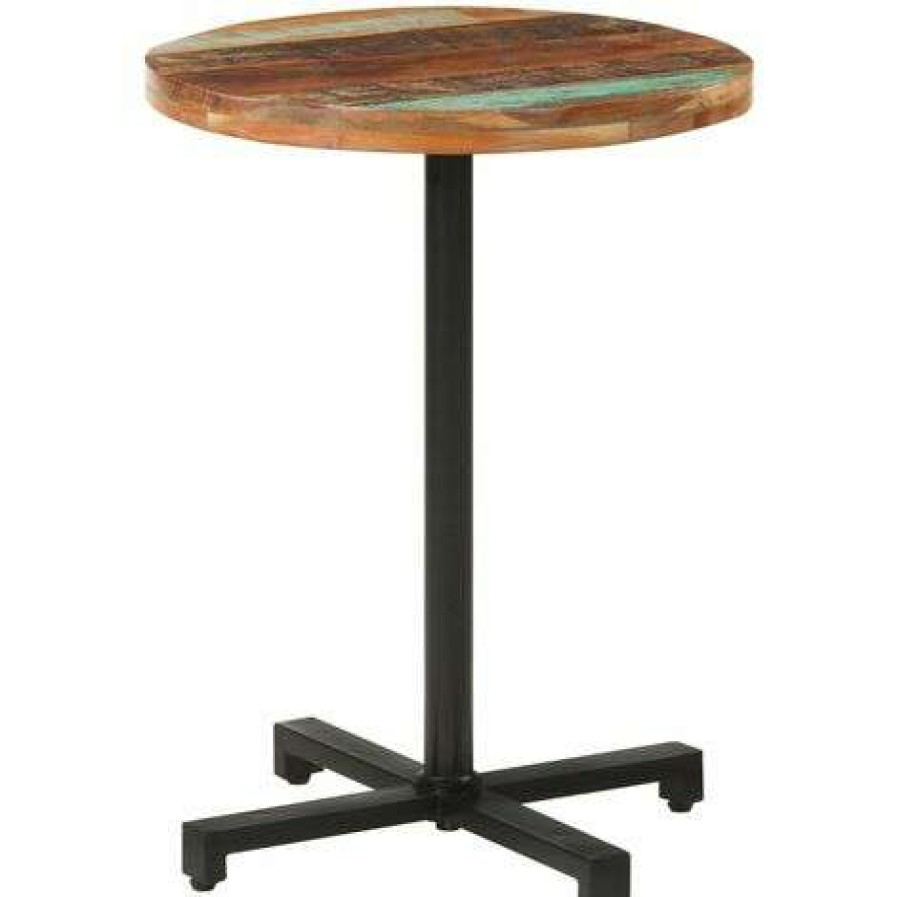 Table Haute Et Bar * | Promo Happyshopping Table De Bistro Ronde O60 75 Cm Bois De Recuperation Massif