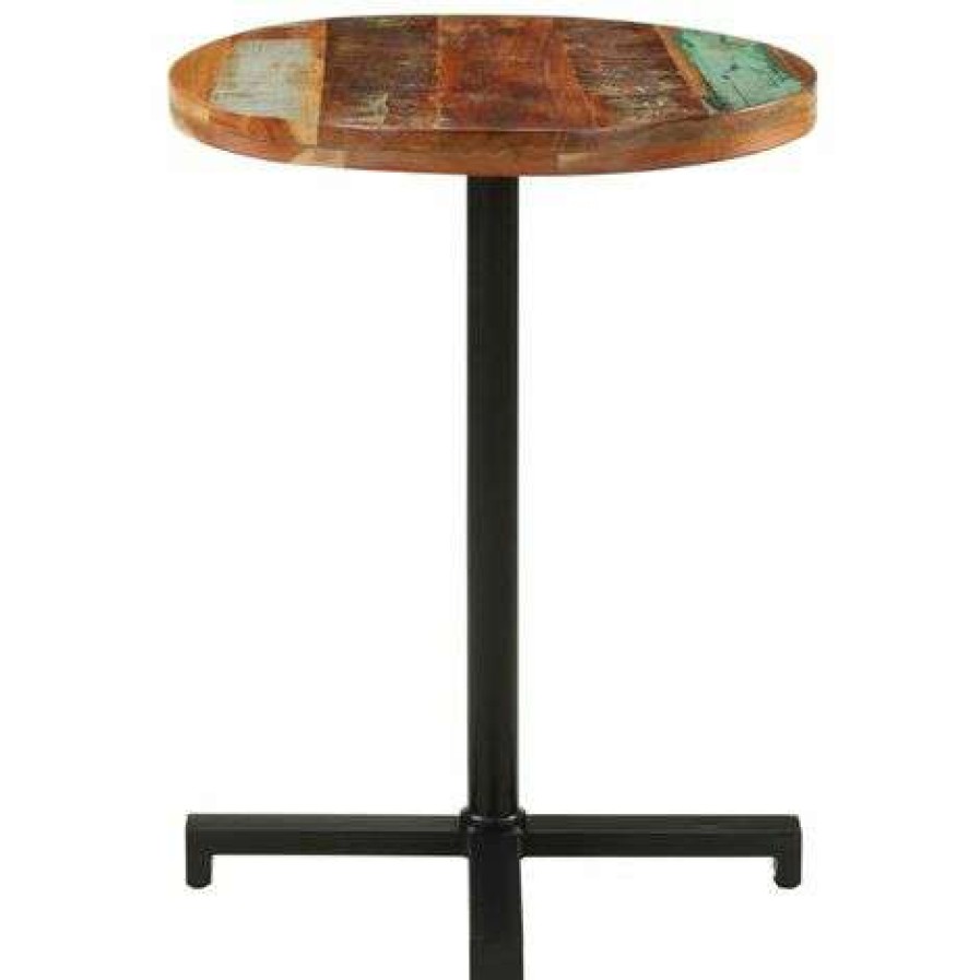 Table Haute Et Bar * | Promo Happyshopping Table De Bistro Ronde O60 75 Cm Bois De Recuperation Massif