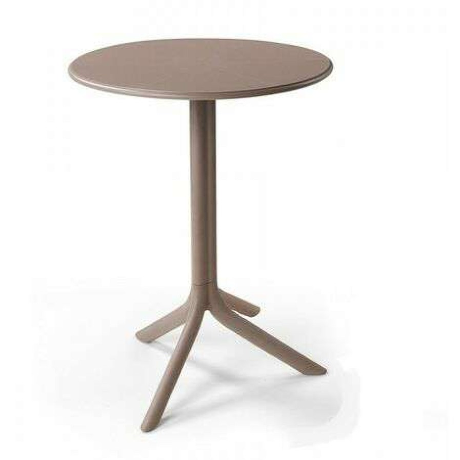 Table Haute Et Bar * | Promo Compralo Table De Bar Ronde En Polypropylene De Style Taupe Tuhl Lipari