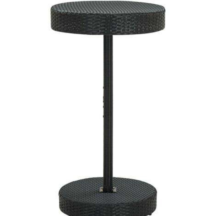 Table Haute Et Bar * | Meilleure Vente Hommoo Ensemble De Bar De Jardin 3 Pcs Resine Tressee Noir