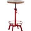 Table Haute Et Bar * | Meilleur Prix Decoshop26 Table Haute En Bois Massif Et Metal Rouge Vieilli Hauteur Reglable Style Industriel Rougeed