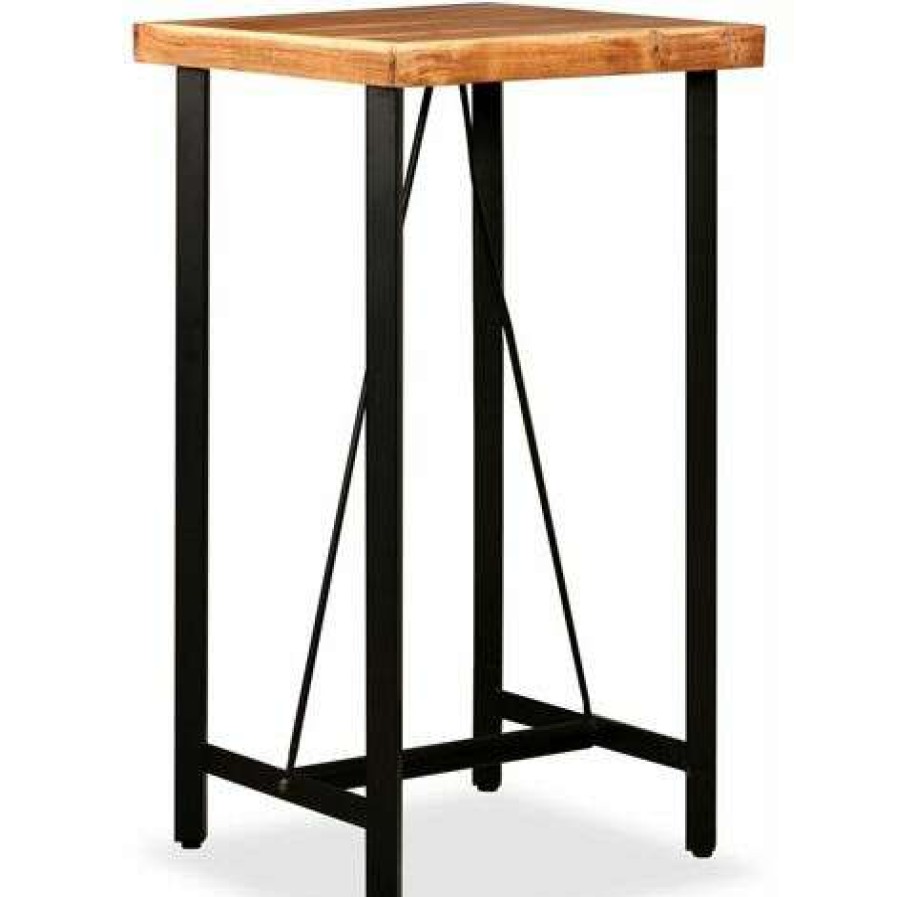 Table Haute Et Bar * | Nouveau Topdeal Table De Bar Bois Massif D'Acacia 60X60X107 Cm