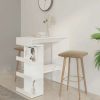 Table Haute Et Bar * | Budget Inlife Table De Bar Etagere De Rangement Blanc 100X50X101,5 Cm