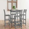 Table Haute Et Bar * | Remise Vidaxl Ensemble De Bar D'Exterieur 5 Pcs Gris Bois D'Acacia Massif Gris