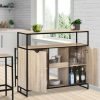 Table Haute Et Bar * | Grosses Soldes Idmarket Meuble De Bar Avec Portes Et Etageres Detroit Design Industriel