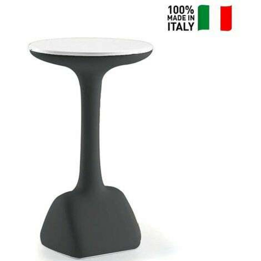 Table Haute Et Bar * | Le Moins Cher Plust Table D'Appoint Haute Ronde Pour Tabourets 99 Cm Polyethylene Design Armillaria T1 | Couleur: Noir