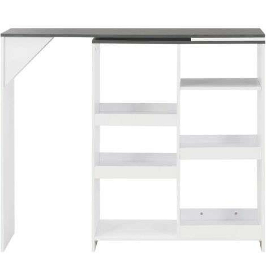 Table Haute Et Bar * | Top 10 Table De Bar Avec Tablette Amovible 138X40X120 Cm Blanc Et Gris Vidaxl