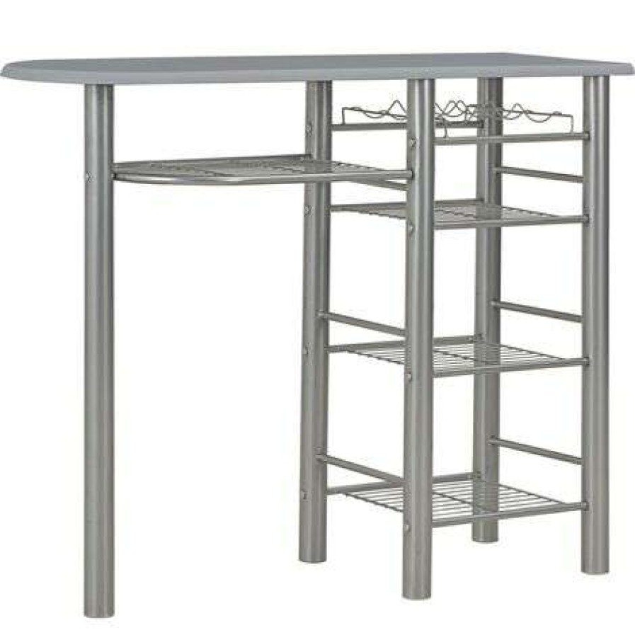 Table Haute Et Bar * | Top 10 Ensemble De Bar Avec Etageres 3 Pcs Bois Et Acier Gris Vidaxl