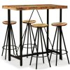 Table Haute Et Bar * | Remise Inlife Ensemble De Bar 5 Pcs Bois De Recuperation Massif Brun