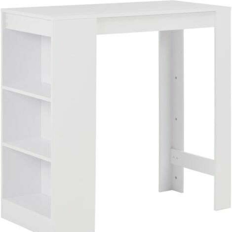 Table Haute Et Bar * | Meilleure Vente Inlife Table De Bar Avec Etagere Blanc 110X50X103 Cm