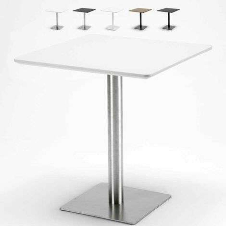 Table Haute Et Bar * | Nouveau Ahd Amazing Home Design Table Carree 70 70 Pour Bars Restaurants Hotels Base Centrale Horeca | Couleur: Blanc Argent