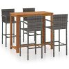 Table Haute Et Bar * | Coupon Topdeal Ensemble De Bar De Jardin 5 Pcs Gris Ff3068002_Fr