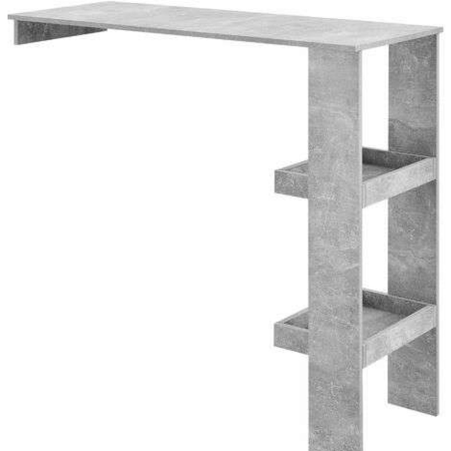 Table Haute Et Bar * | Coupon Helloshop26 Table De Bar Design Avec 2 Compartiments De Rangement Table Bistrot Murale 120 Cm Gris Gris