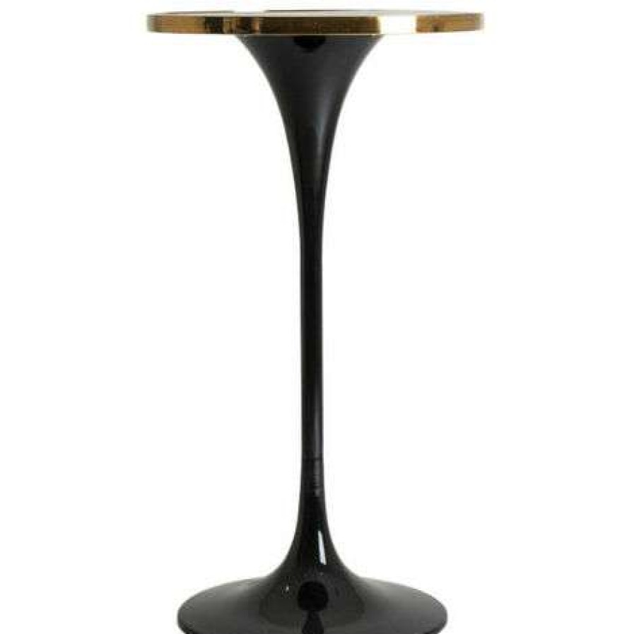 Table Haute Et Bar * | Remise Les Tendances Table De Bar Ronde Marbre Et Metal Noir Nath