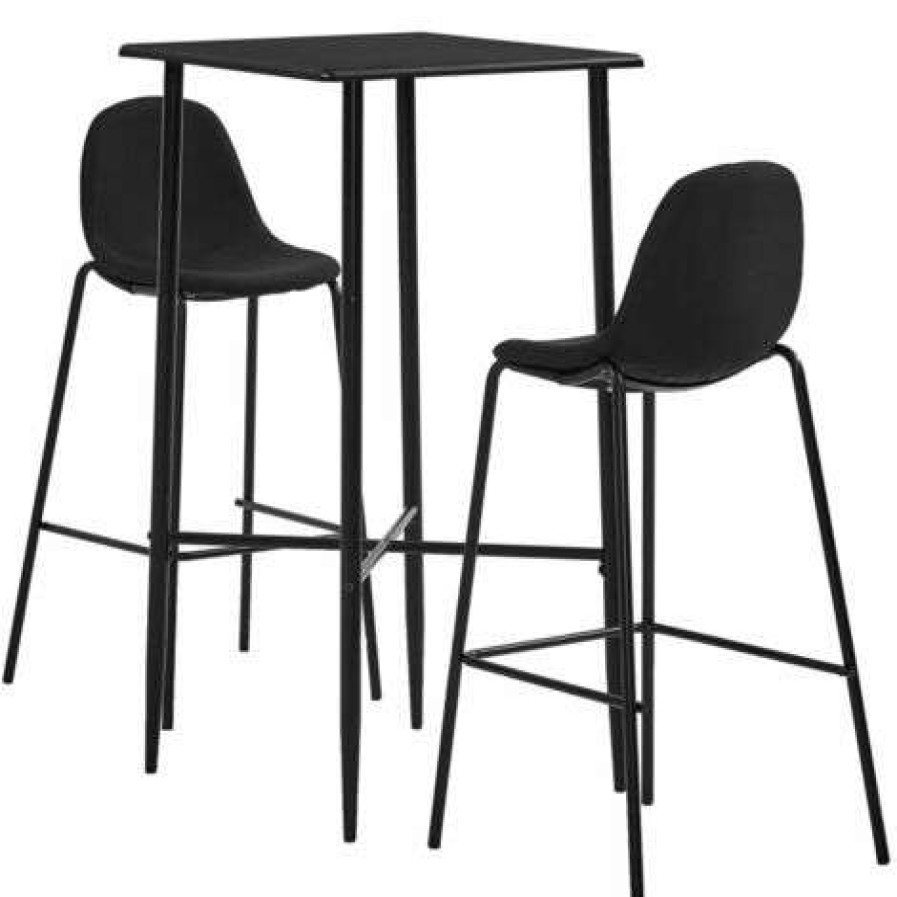 Table Haute Et Bar * | Offres Asupermall Ensemble De Bar 3 Pcs Tissu Noir