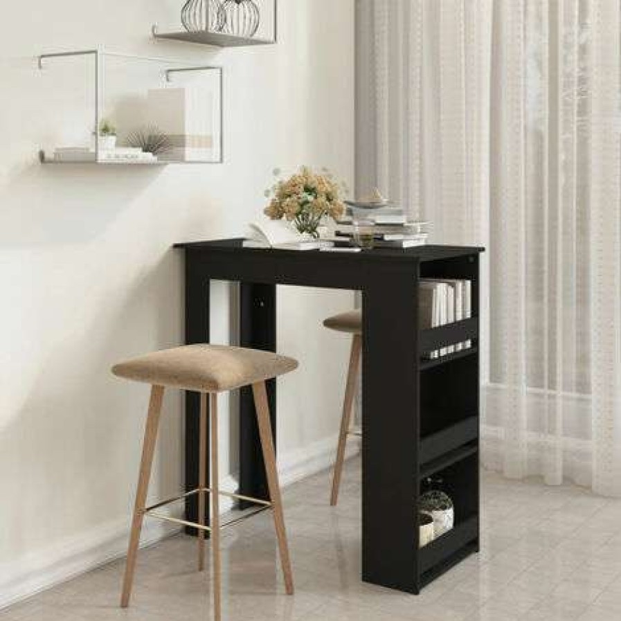 Table Haute Et Bar * | Bon Marche Asupermall Table De Bar Avec Rangement Noir 102X50X103,5 Cm Agglomere