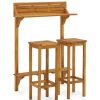 Table Haute Et Bar * | Top 10 Nova Ensemble De Meubles De Jardin 3 Pcs En Bois D'Acacia Solide Ensemble De Bar De Balcon 3 Pcs Bois D'Acacia Solide