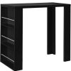 Table Haute Et Bar * | Remise Helloshop26 Table De Bar Stylee Avec Surfaces De Rangement Table Bistrot Avec 3 Etageres Panneaux De Particules 117 X 57 X 107 Cm Noir Noir