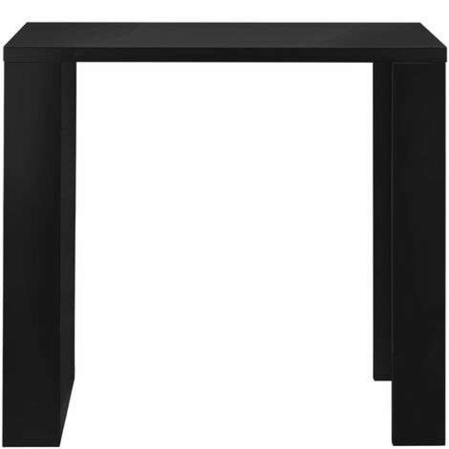 Table Haute Et Bar * | Remise Helloshop26 Table De Bar Stylee Avec Surfaces De Rangement Table Bistrot Avec 3 Etageres Panneaux De Particules 117 X 57 X 107 Cm Noir Noir