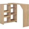 Table Haute Et Bar * | Meilleur Prix True Deal Table De Bar Avec Tablette Amovible Chene 138 X 40 X 120 Cm