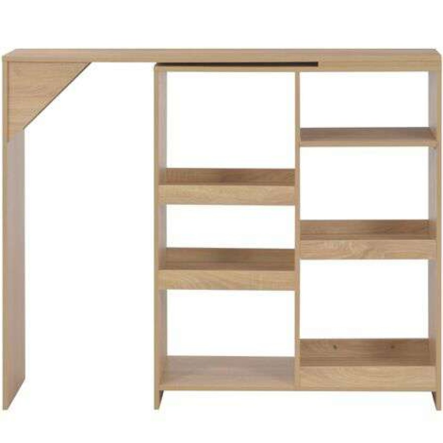 Table Haute Et Bar * | Meilleur Prix True Deal Table De Bar Avec Tablette Amovible Chene 138 X 40 X 120 Cm