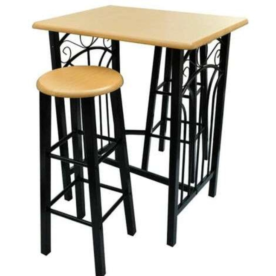 Table Haute Et Bar * | Meilleur Prix Asupermall Lot D'Une Table Haute De Bar Avec 2 Tabourets Phoenix